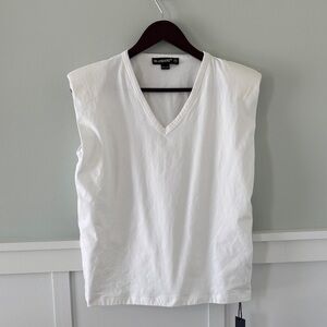 On-trend Blank NYC White Sleeveless Top with shoulder pads